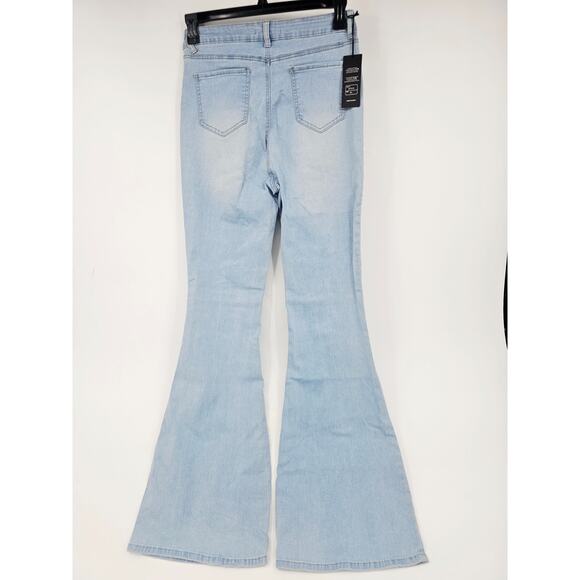 JC & JQ Bell Bottom Flare Stretch Blue Jean Boho Western High Rise XL GP3316 761 - Picture 5 of 11